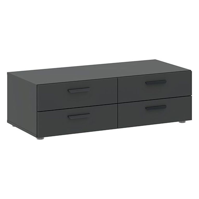Cassettiera Nero Antracite 4 Cassetti Apertura Scorrevole 111x52x35h cm, Chiusura Scorrevole - Gignod