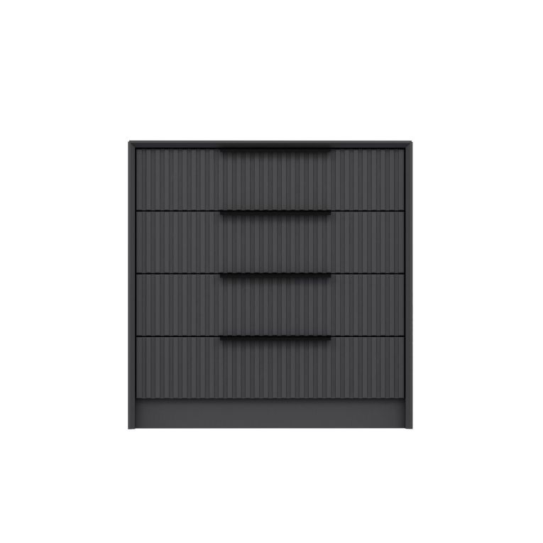 Cassettiera Nero Antracite 4 Cassetti Apertura Scorrevole 45x72x77h cm, Chiusura Scorrevole - Jebi