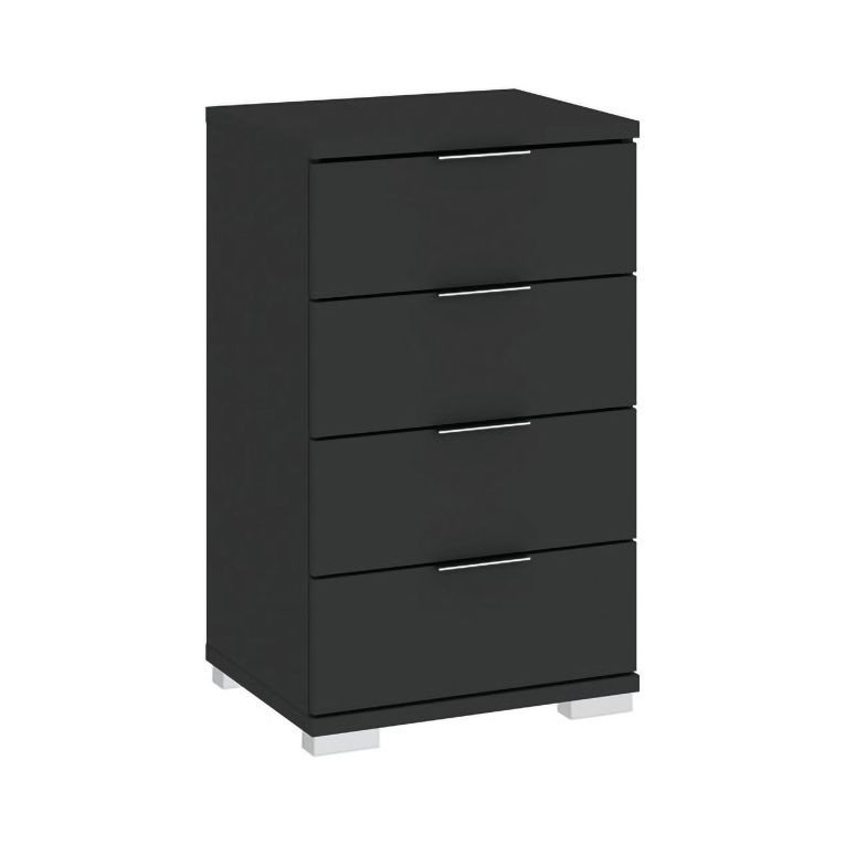 Cassettiera Nero Antracite 4 Cassetti Apertura Scorrevole 46x42x79h cm, Chiusura Scorrevole - Laka
