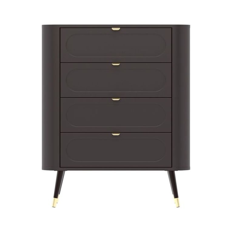 Cassettiera Nero Antracite 4 Cassetti Apertura Scorrevole 78x40x98h cm, Chiusura Scorrevole - Lapanoto
