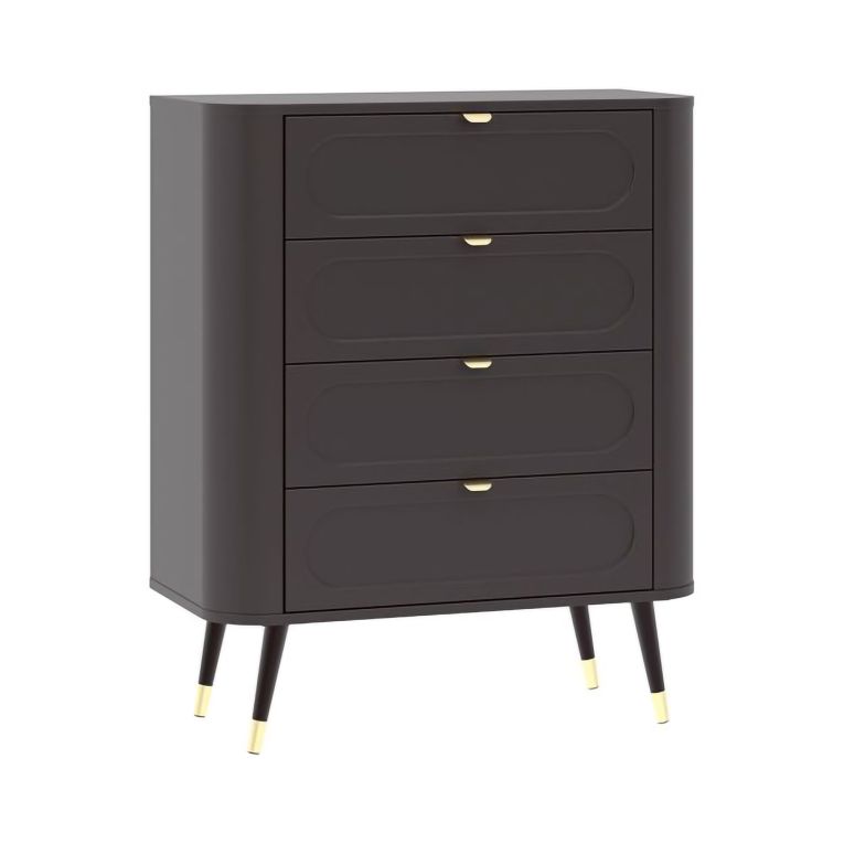 Cassettiera Nero Antracite 4 Cassetti Apertura Scorrevole 78x40x98h cm, Chiusura Scorrevole - Lapanoto