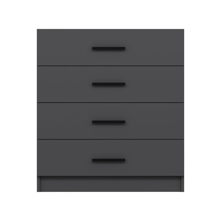 Cassettiera Nero Antracite 4 Cassetti Apertura Scorrevole 90x47x100h cm, Chiusura Scorrevole - Lierna