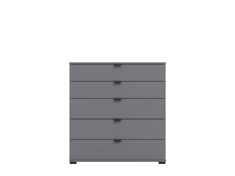 Cassettiera Nero Antracite 5 Cassetti Apertura Scorrevole 90x40x95h cm, Chiusura Scorrevole - Mainarda