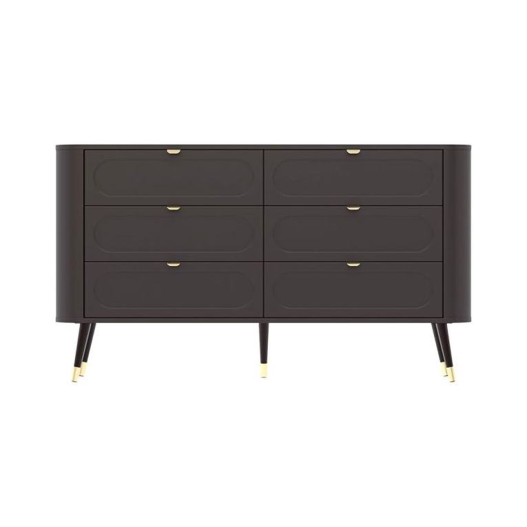 Cassettiera Nero Antracite 6 Cassetti Apertura Scorrevole 138x40x80h cm, Chiusura Scorrevole - Lapaseso