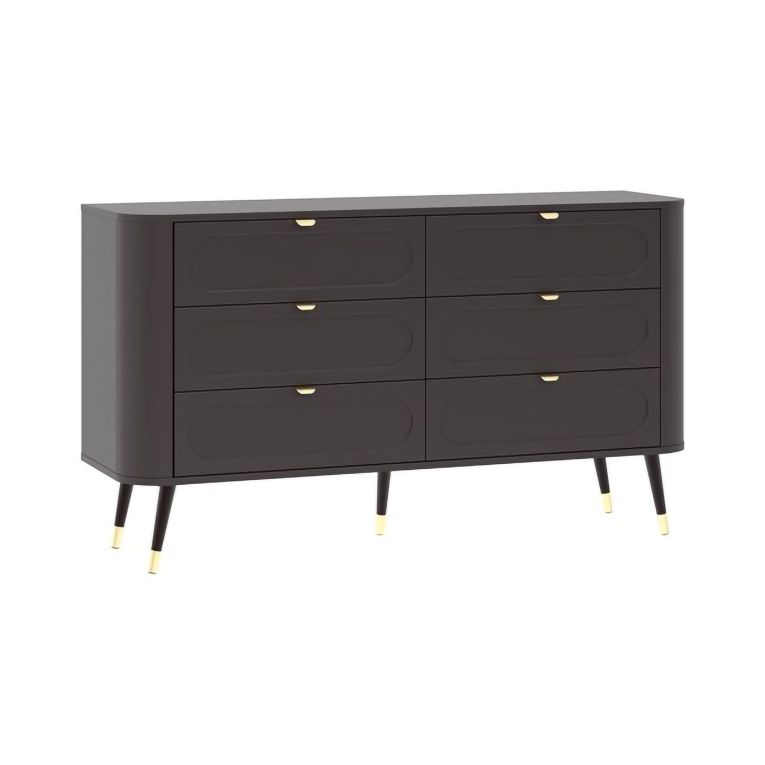 Cassettiera Nero Antracite 6 Cassetti Apertura Scorrevole 138x40x80h cm, Chiusura Scorrevole - Lapaseso