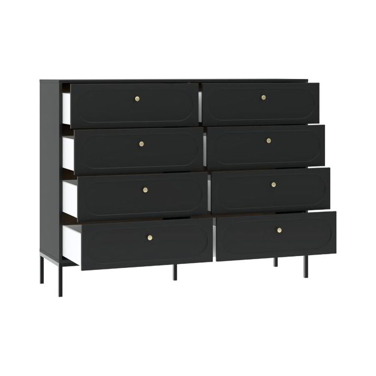 Cassettiera Nero Antracite 8 Cassetti Apertura Scorrevole 150x40x116h cm, Chiusura Soft Close - Laniva