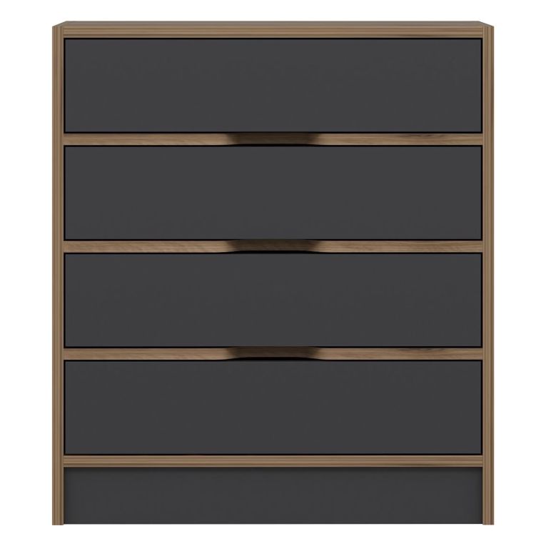 Cassettiera Nero Antracite Marrone Noce 4 Cassetti Apertura Scorrevole 70x40x79h cm, Chiusura Scorrevole - Gazzola