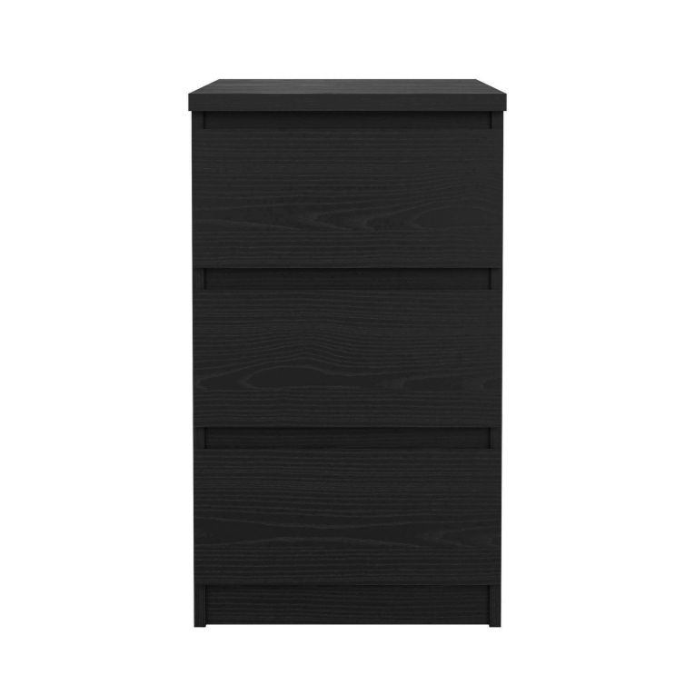 Cassettiera Nero Effetto Legno 3 Cassetti Apertura Scorrevole 40x50x70h cm, Chiusura Scorrevole - Accudino