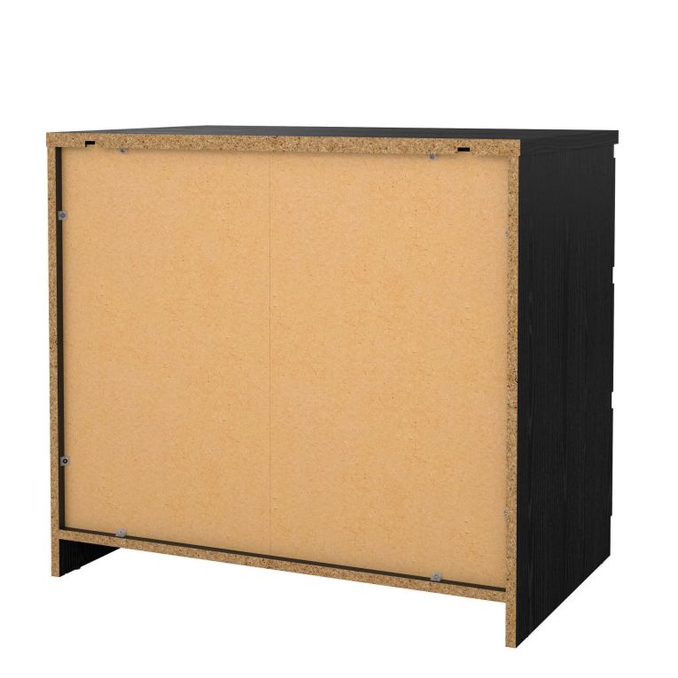 Cassettiera Nero Effetto Legno 3 Cassetti Apertura Scorrevole 77x50x68h cm, Chiusura Scorrevole - Kajiki