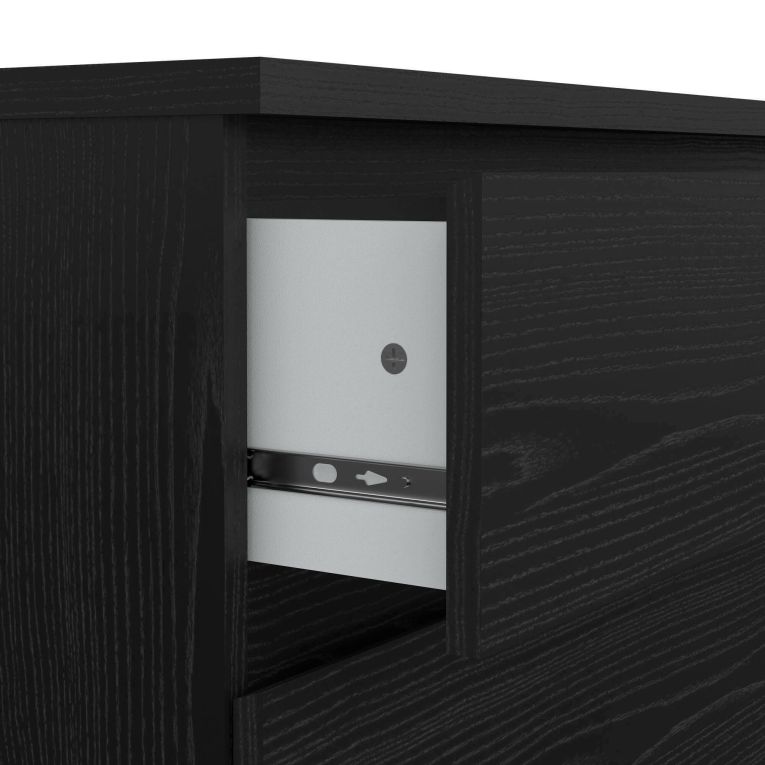 Cassettiera Nero Effetto Legno 3 Cassetti Apertura Scorrevole 77x50x68h cm, Chiusura Scorrevole - Kajiki