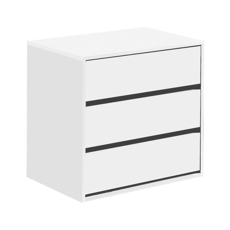 Cassettiera Newport, Settimanale a 3 cassetti, Mobile Comò basso per interno armadio, Settimanale moderno, 60x44h57 cm, Bianco