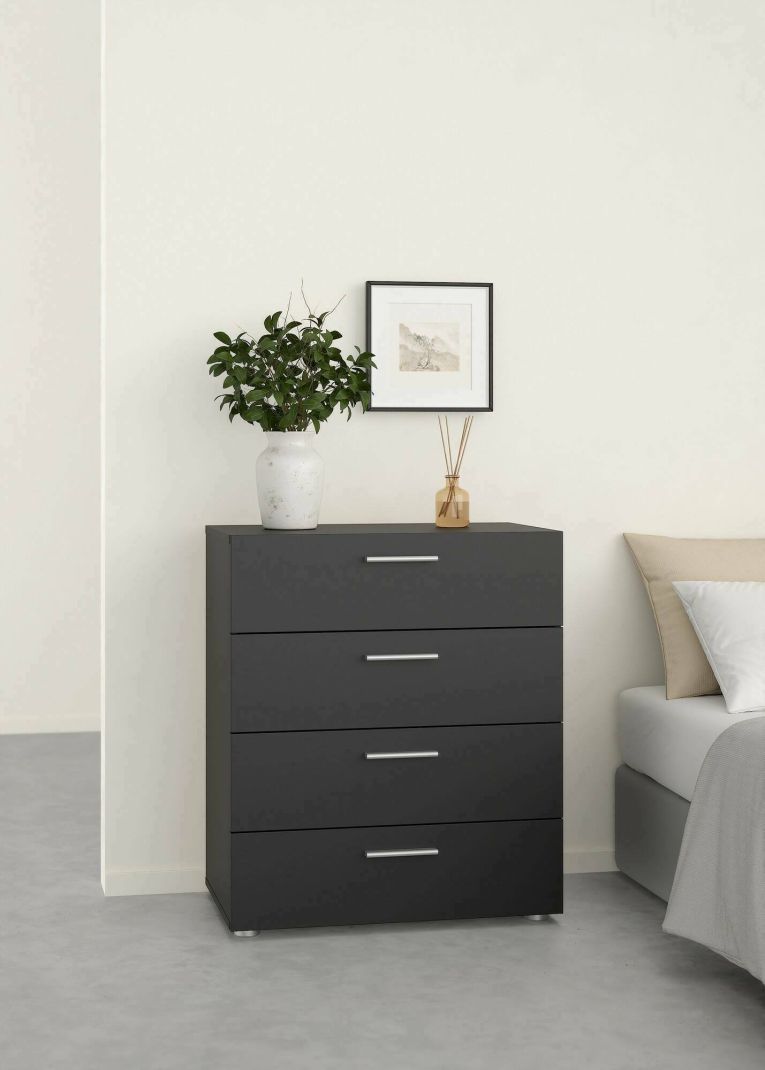 Cassettiera Nina, Settimino multiuso, Comò camera da letto, Mobile con cassetti, 40x70 h82 cm, Nero