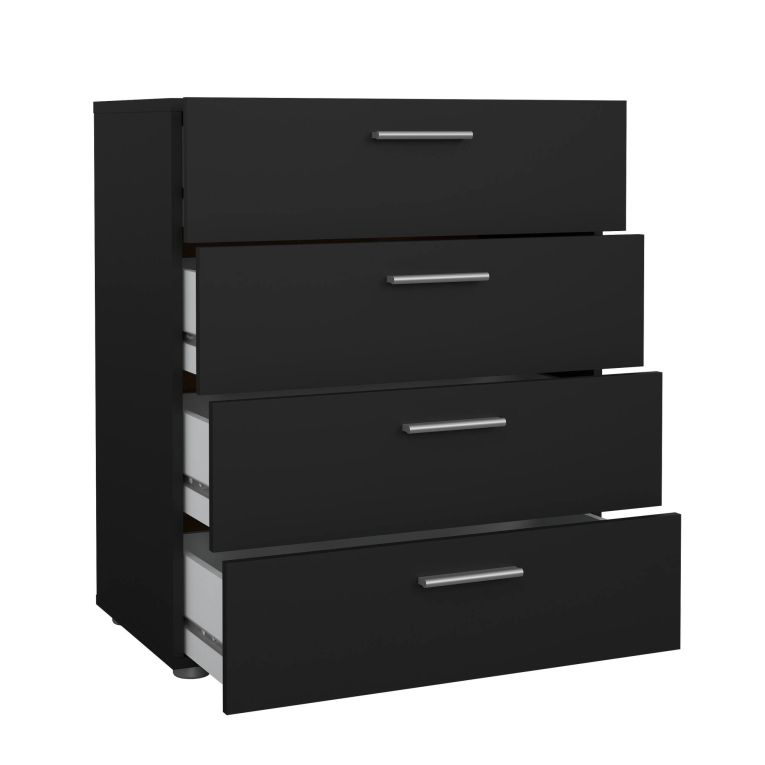 Cassettiera Nina, Settimino multiuso, Comò camera da letto, Mobile con cassetti, 40x70 h82 cm, Nero
