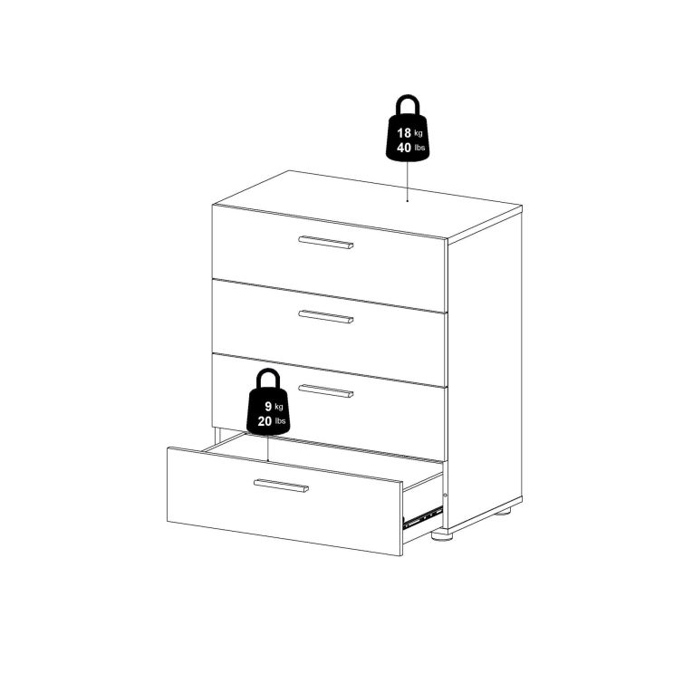 Cassettiera Nina, Settimino multiuso, Comò camera da letto, Mobile con cassetti, 70x40 h82 cm, Quercia e Bianco