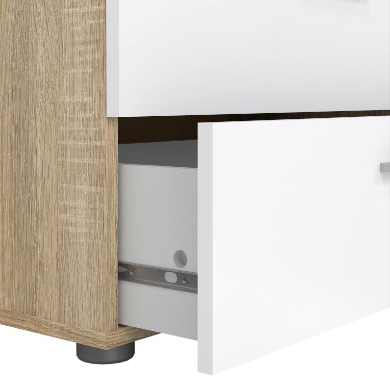 Cassettiera Nina, Settimino multiuso, Comò camera da letto, Mobile con cassetti, 70x40 h82 cm, Quercia e Bianco