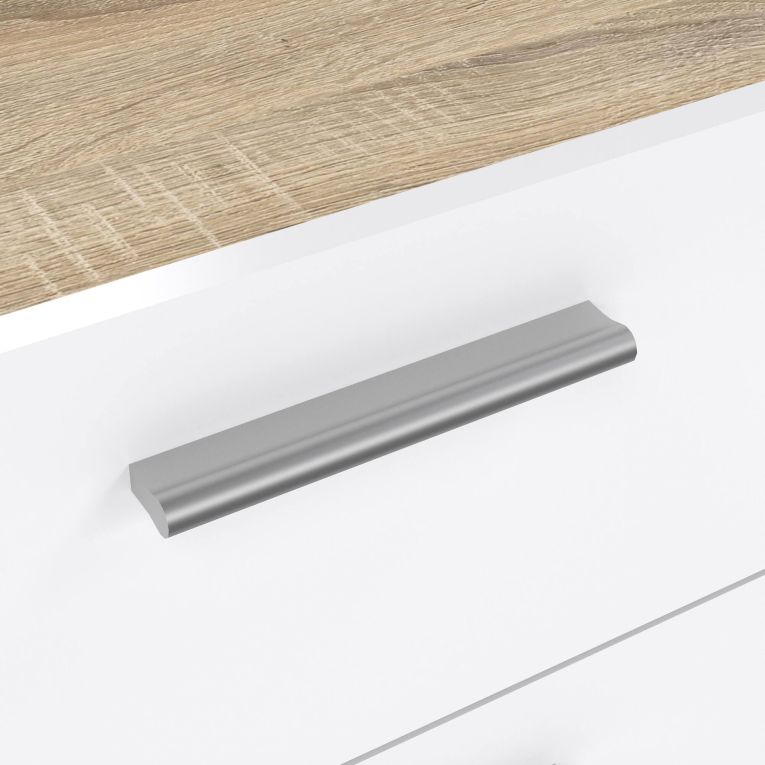 Cassettiera Nina, Settimino multiuso, Comò camera da letto, Mobile con cassetti, 70x40 h82 cm, Quercia e Bianco