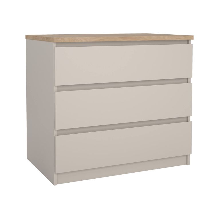 Cassettiera Orani, settimino multiuso con 3 cassetti, comò elegante per camera da letto, 77x50 h70 cm, Beige
