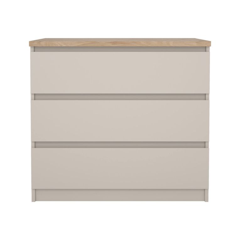 Cassettiera Orani, settimino multiuso con 3 cassetti, comò elegante per camera da letto, 77x50 h70 cm, Beige