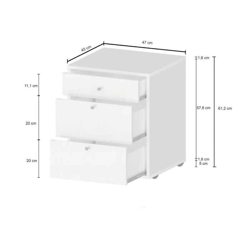 Cassettiera piccola bianca 47x61h cm - Asgabat