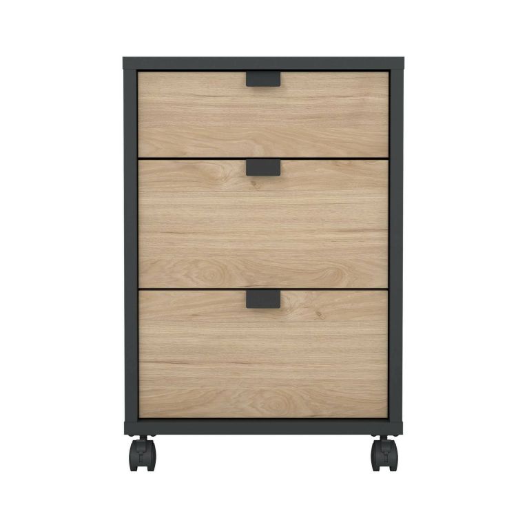 Cassettiera piccola rovere e grigia 48x60h cm - Agazzino