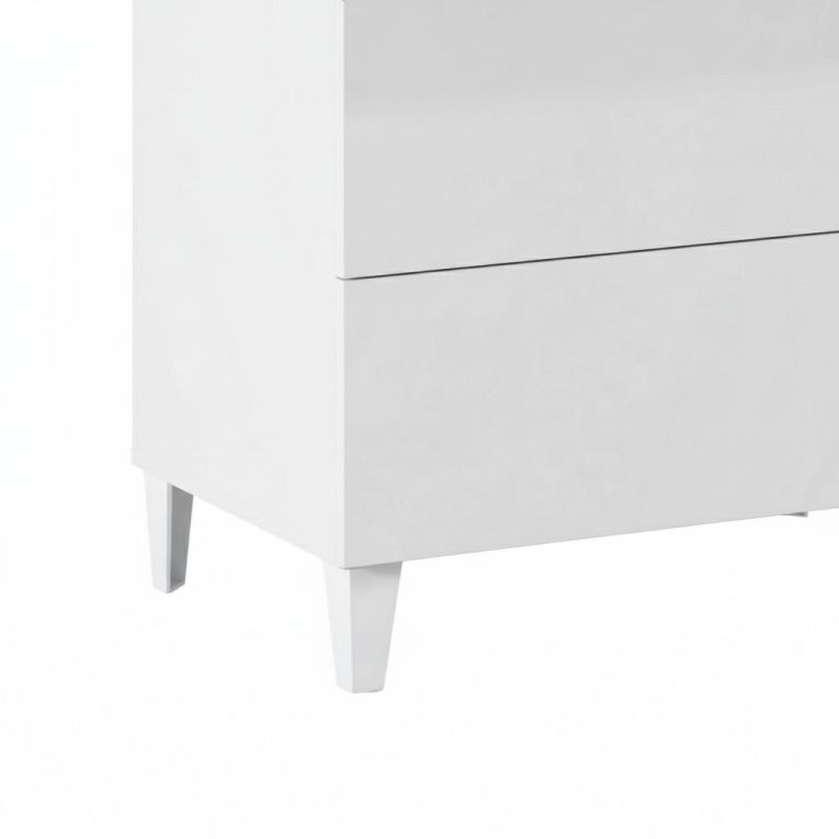 Cassettiera Roseville, Settimanale a 5 cassetti, Mobile Comò per camera da letto, Settimanale moderno, 61x40h117 cm, Bianco