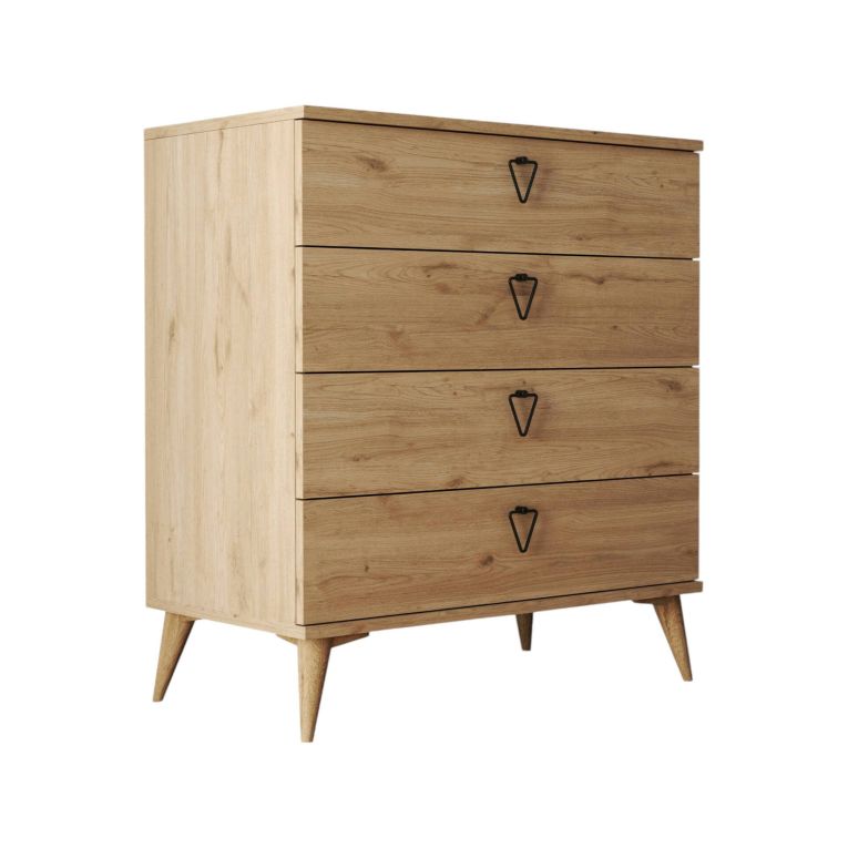 Cassettiera Saphira, Settimino multiuso, Comò camera da letto, Mobile con cassetti, 80x45 h91 cm, Quercia