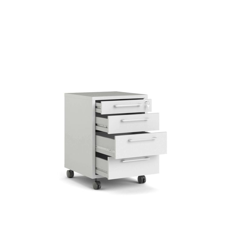 Cassettiera Solange, Settimino multiuso, Comò camera da letto, Mobile con cassetti, 48x49 h68 cm, Bianco