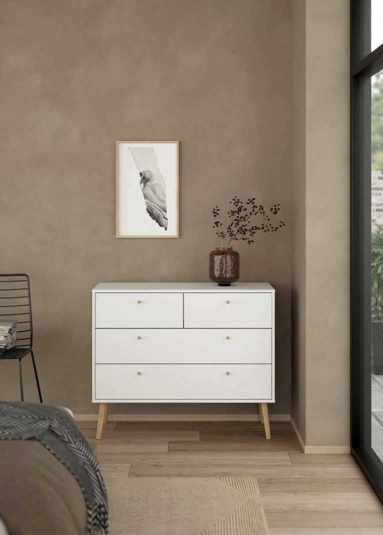 Cassettiera Tiffany, Settimino multiuso, Comò camera da letto, Mobile con cassetti, 39x99 h82 cm, Bianco