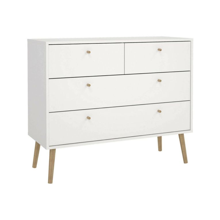 Cassettiera Tiffany, Settimino multiuso, Comò camera da letto, Mobile con cassetti, 39x99 h82 cm, Bianco