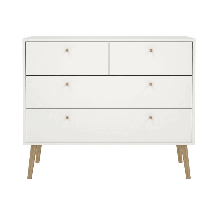 Cassettiera Tiffany, Settimino multiuso, Comò camera da letto, Mobile con cassetti, 39x99 h82 cm, Bianco