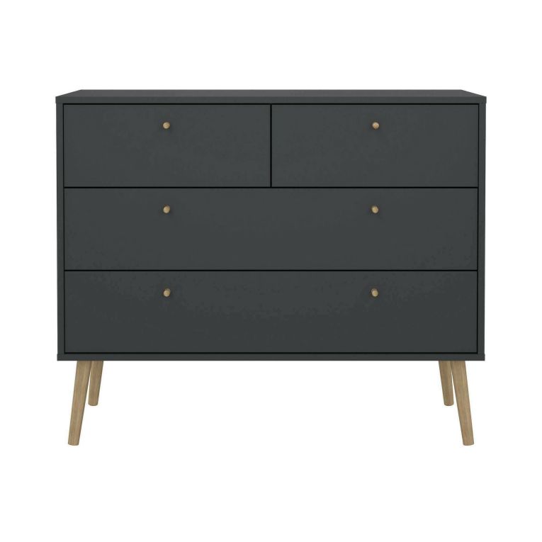 Cassettiera Tiffany, Settimino multiuso, Comò camera da letto, Mobile con cassetti, 39x99 h82 cm, Grigio
