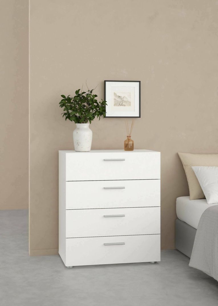 Cassettiera Valerie, Settimino multiuso, Comò camera da letto, Mobile con cassetti, 70x40 h82 cm, Bianco