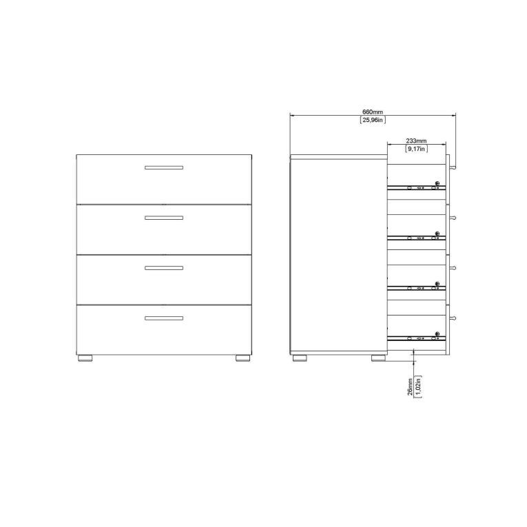 Cassettiera Valerie, Settimino multiuso, Comò camera da letto, Mobile con cassetti, 70x40 h82 cm, Bianco