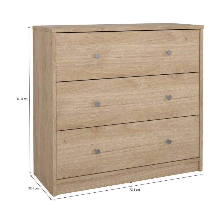 Cassettiera Vivienne, Settimino multiuso, Comò camera da letto, Mobile con cassetti, 30x72 h68 cm, Rovere