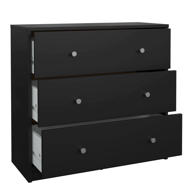Cassettiera Vivienne, Settimino multiuso, Comò camera da letto, Mobile con cassetti, 72x30 h68 cm, Nero