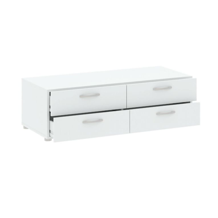 Cassettiera Waterford, Settimino multiuso, Comò camera da letto, Mobile con cassetti, 111x52 h35 cm, Bianco