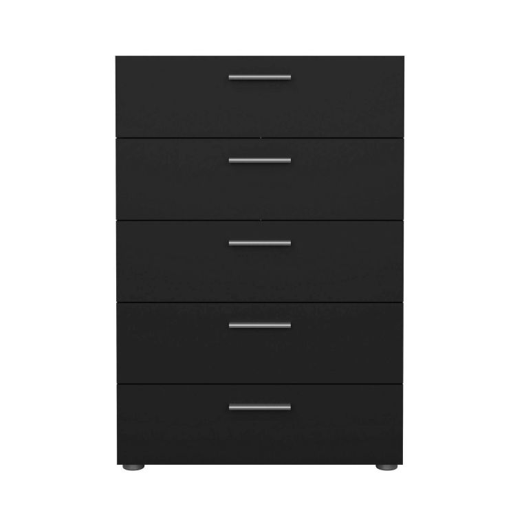 Cassettiera Yolande, Settimino multiuso, Comò camera da letto, Mobile con cassetti, 40x70 h102 cm, Nero