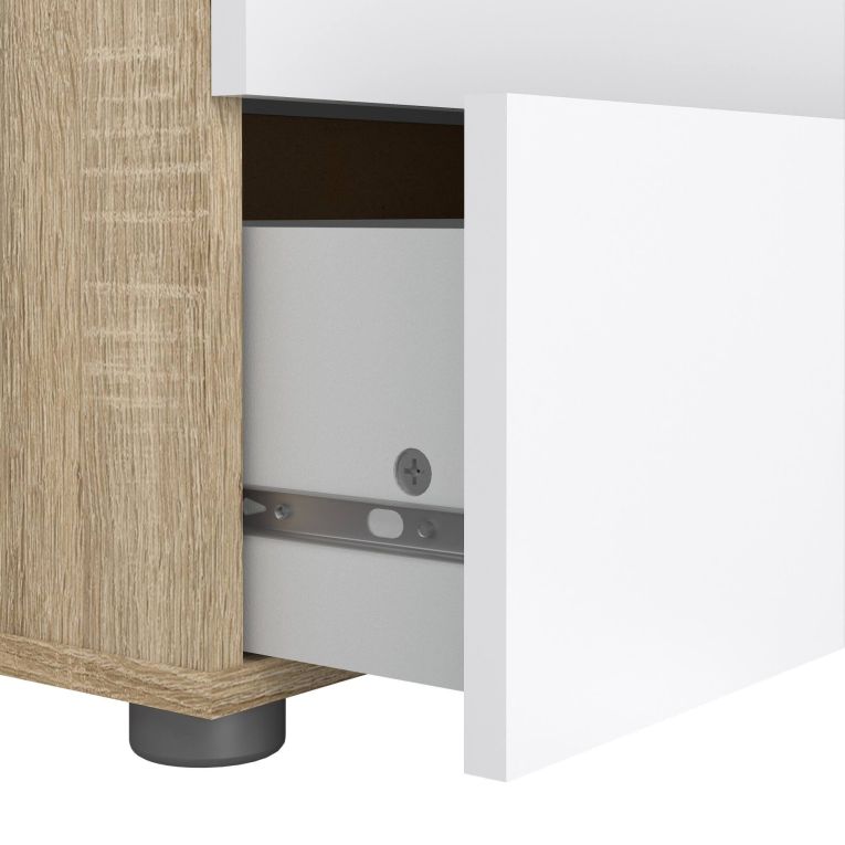Cassettiera Yolande, Settimino multiuso, Comò camera da letto, Mobile con cassetti, 70x40 h102 cm, Quercia e Bianco