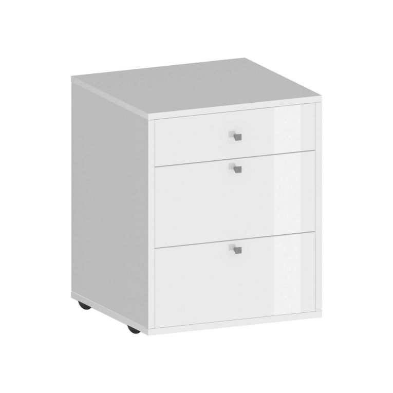 Cassettiera Yorgos, Cassettiera camera da letto , Settimino con 3 cassetti, 47x45h61 cm, Bianco