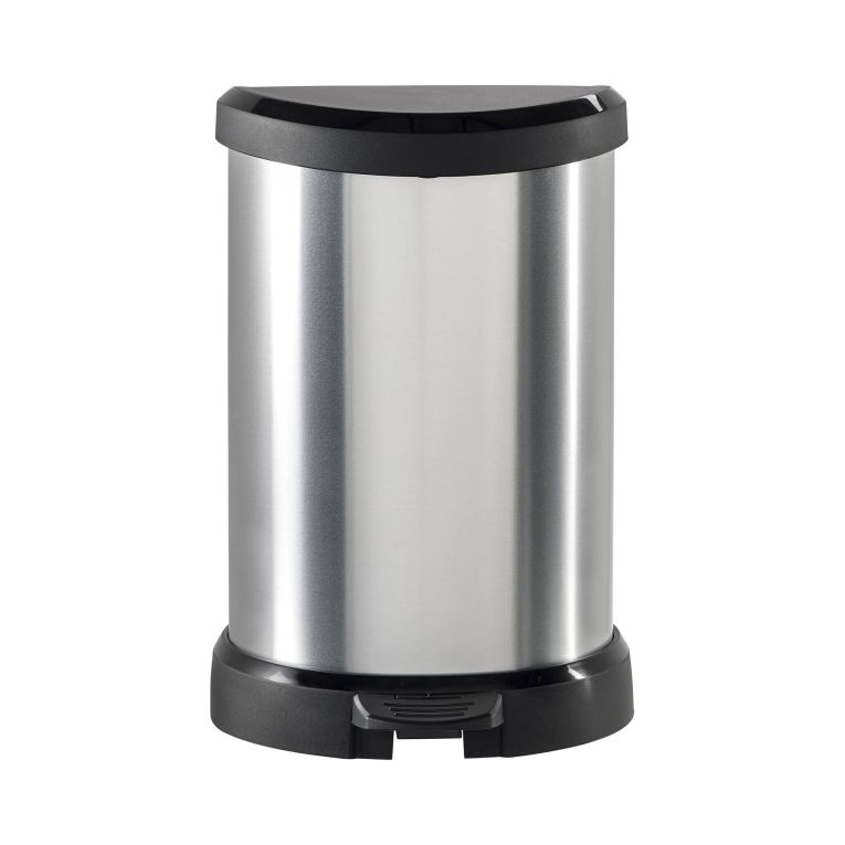 Cestino rifiuti con pedale cilindrico 15L 31x28x45h cm argento e nero - Renfrew