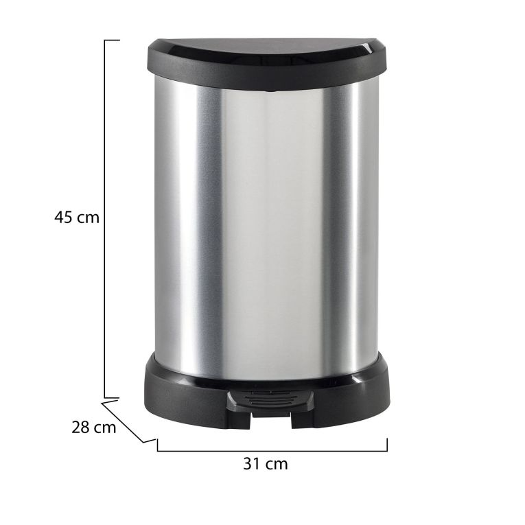 Cestino rifiuti con pedale cilindrico 15L 31x28x45h cm argento e nero - Renfrew