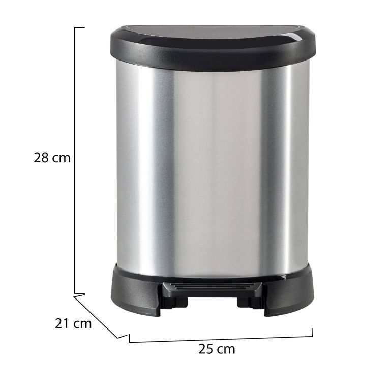 Cestino rifiuti con pedale cilindrico 5L 25x21x28h cm argento e nero - Renfrew