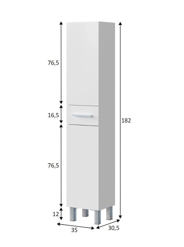Colonna 2 ante minimal 35x182h cm bianco lucido - Alka