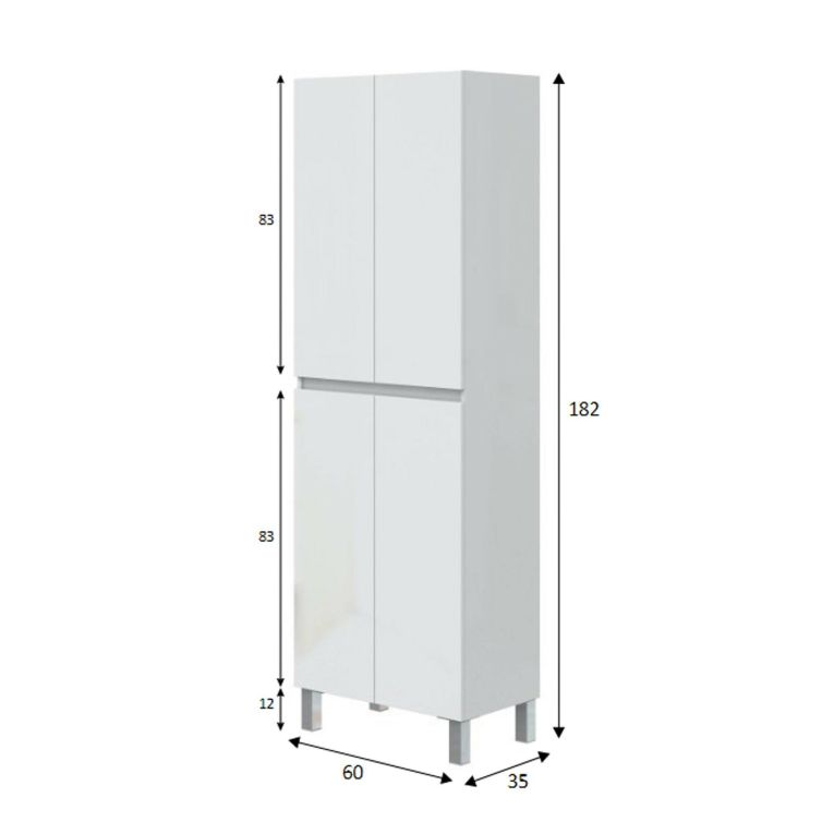 Colonna lavanderia 4 ante 60x182h cm bianco lucido - Fabian
