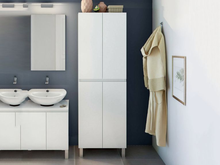 Colonna lavanderia 4 ante 60x182h cm bianco lucido - Fabian