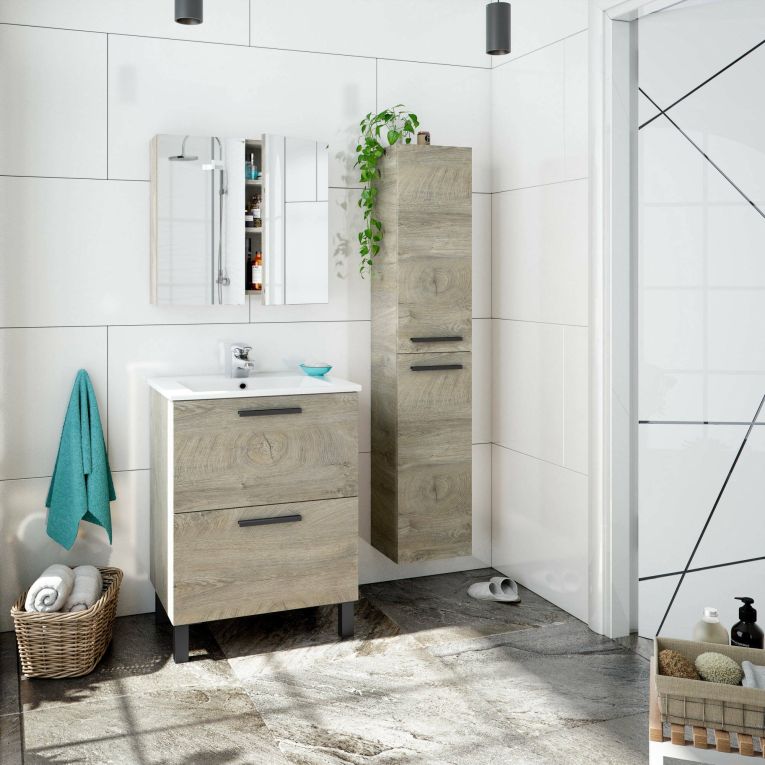 Colonna sospesa bagno 2 ante 30x150h cm rovere - Notte