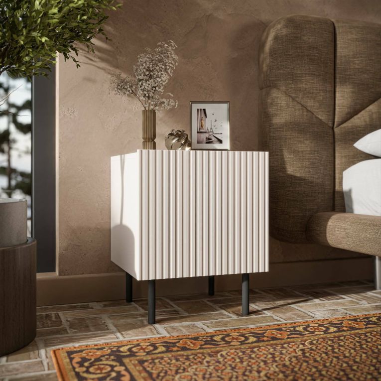 Comodino 1 anta beige 44x40x51h cm - Set di 2 comodini Livraga