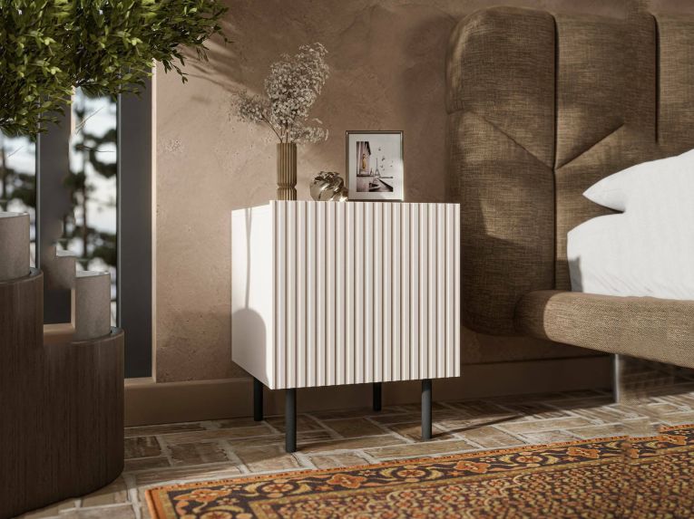 Comodino 1 anta beige 44x40x51h cm - Set di 2 comodini Livraga
