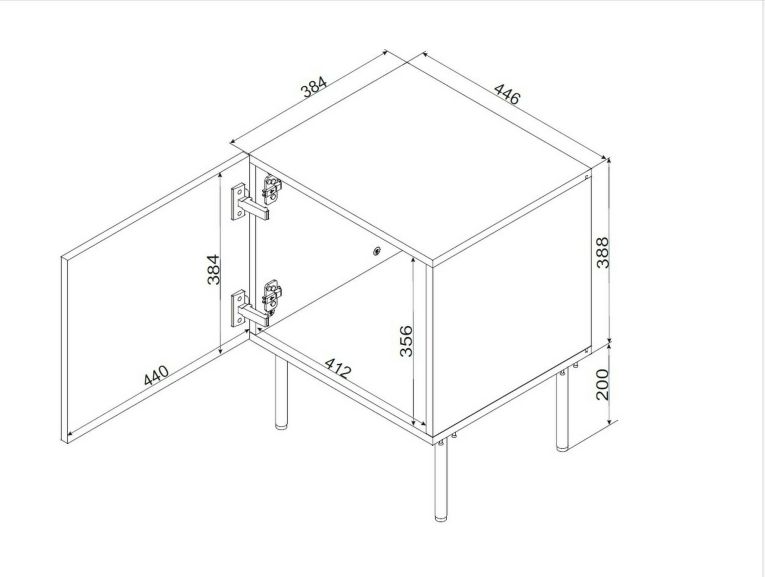 Comodino 1 anta bianco 45x39x59h cm - Set di 2 comodini Crecchio