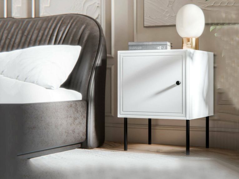 Comodino 1 anta bianco 45x39x59h cm - Set di 2 comodini Crecchio